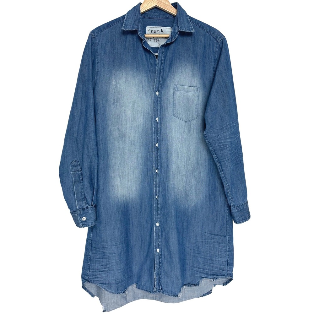 Frank & Eileen Mary Denim Shirt Dress in Distressed Vintage Wash Small - Picture 3 of 13